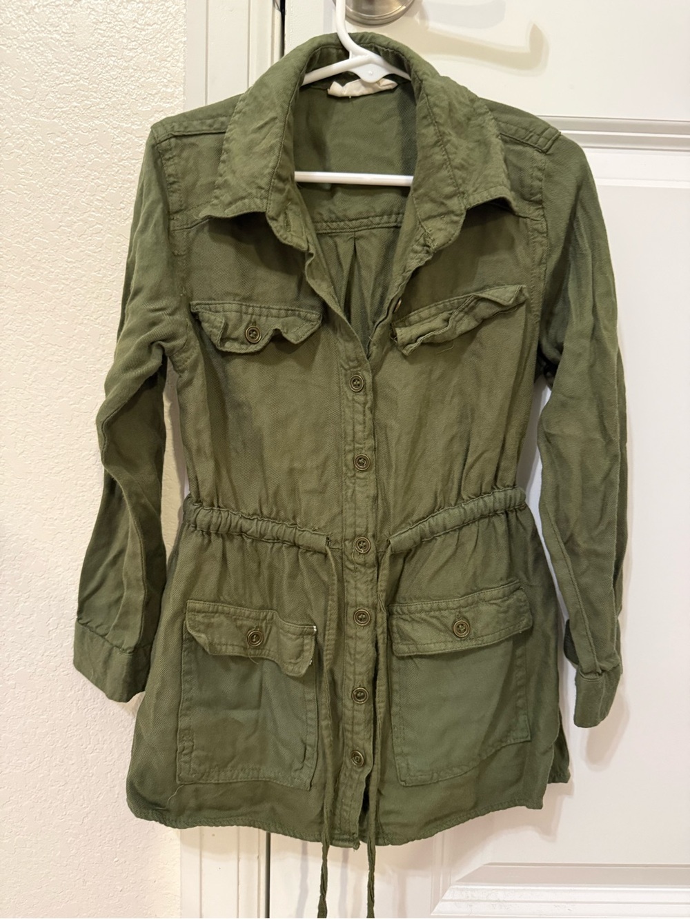 Angie Olive Utility Drawstring Jacket